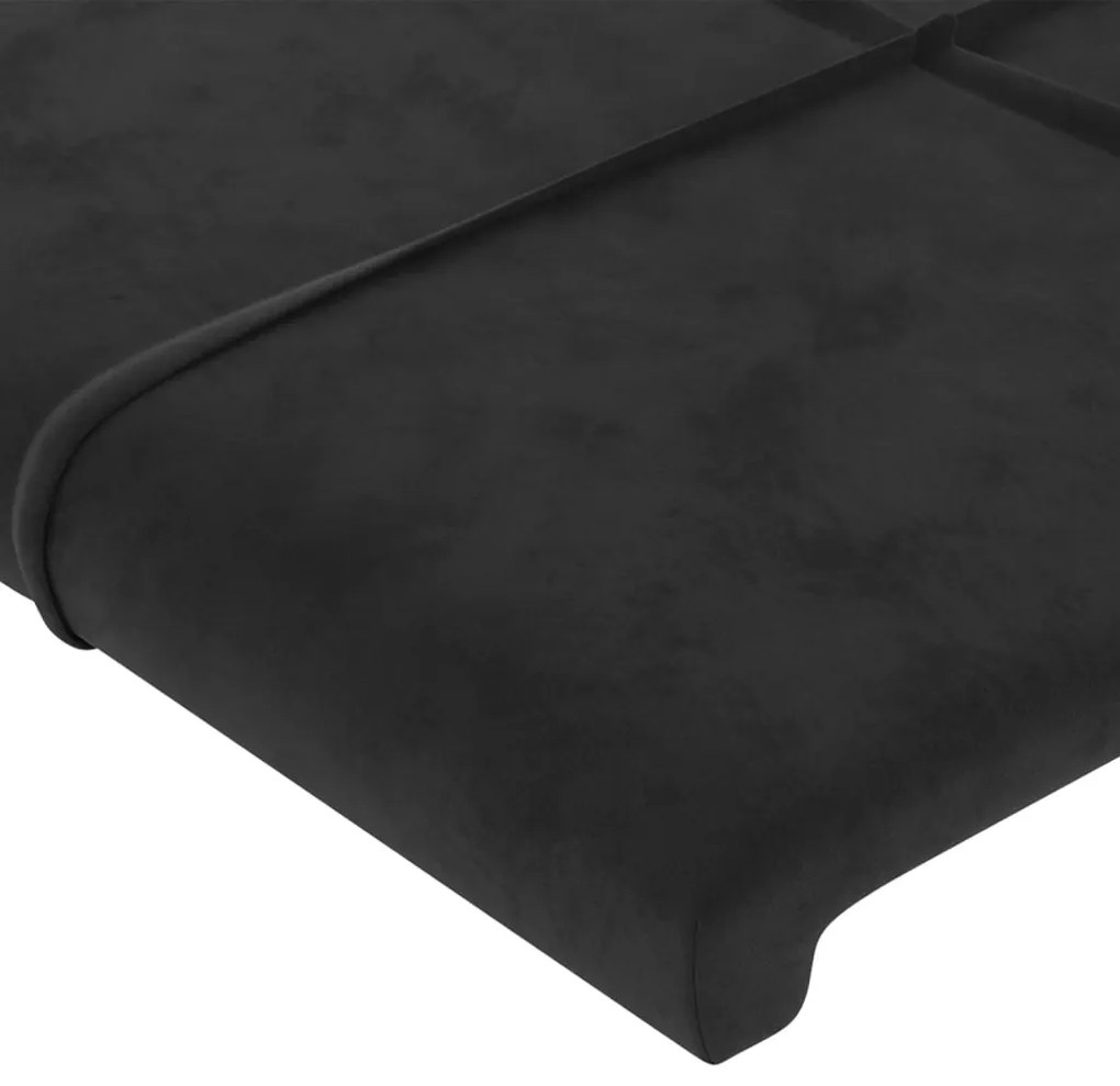 vidaXL Κεφαλάρι Κρεβατιού LED Μαύρο 147x16x118/128 εκ. Βελούδινο
