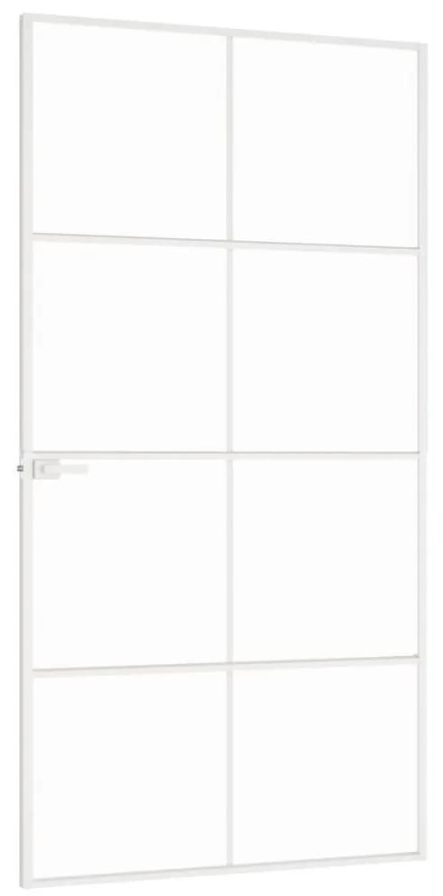 Εσωτερική Πόρτα Λευκή 102x201,5εκ. Ψημένο Γυαλί&amp;Λεπτό Αλουμίνιο - Λευκό