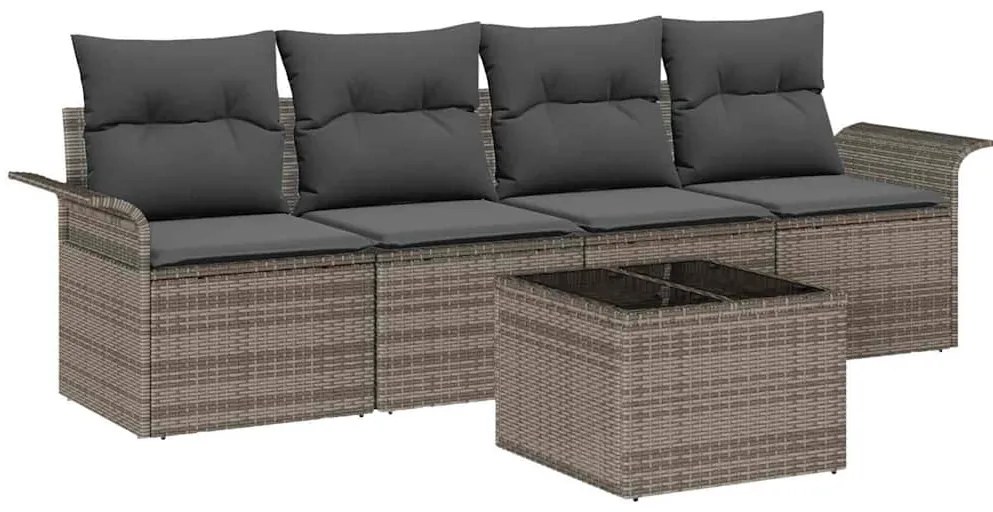 vidaXL Σετ Καναπέ Κήπου με μαξιλάρι 5 pcs Γκρι 55 x 55 x 37 εκ