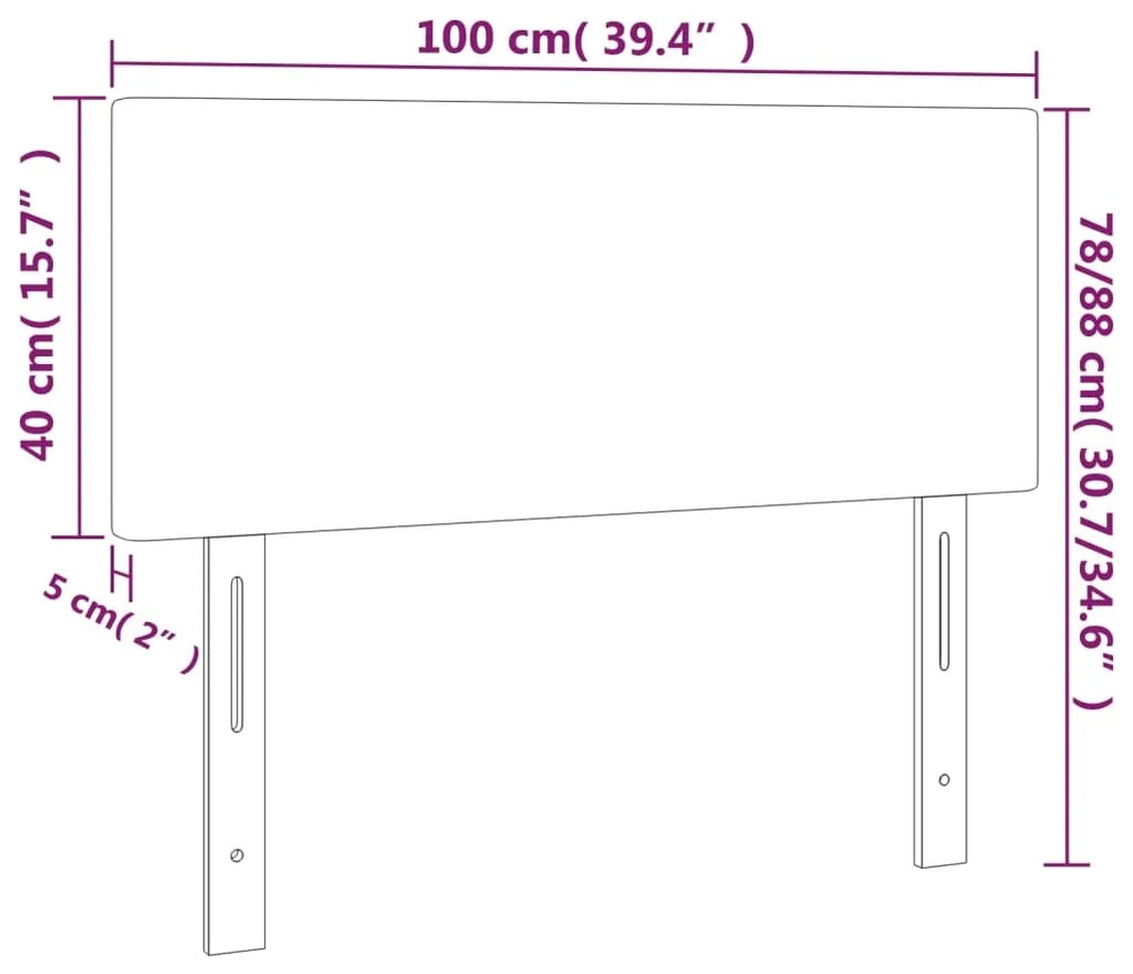 vidaXL Κεφαλάρι Κρεβατιού LED Μαύρο 100x5x78/88 εκ. Υφασμάτινο