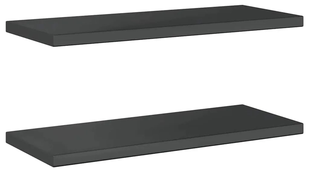 vidaXL Ράφια Τοίχου 2 τεμ. Μαύρο 75x30x3 εκ. Ανοξείδωτο Ατσάλι