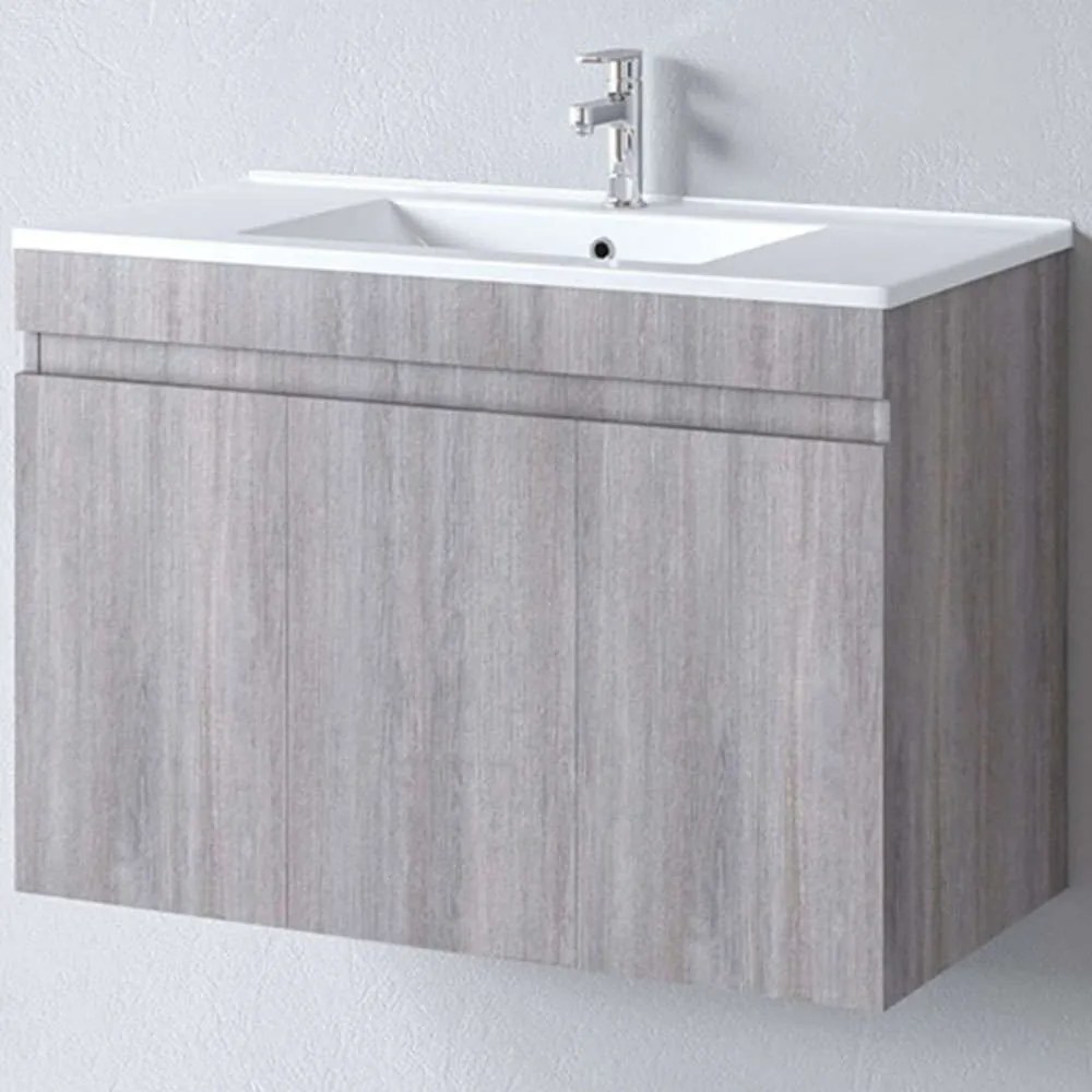 Έπιπλο Μπάνιου Πάγκος Με Νιπτήρα Omega S3BOM090GO0 90x45x60cm Grey Oak Porcelain,Melamine