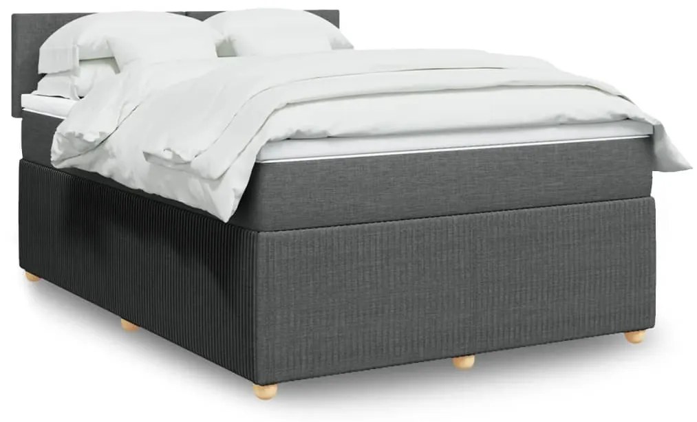 vidaXL Κρεβάτι Boxspring με Στρώμα Σκούρο Γκρι 140x200 εκ Υφασμάτινο