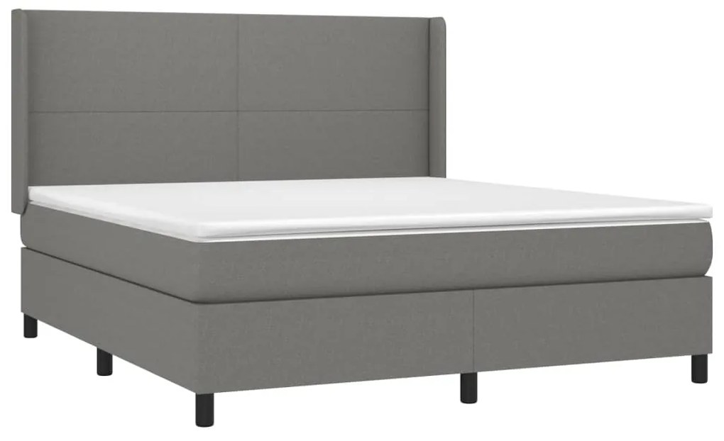 Κρεβάτι Boxspring με Στρώμα Σκούρο Γκρι 160x200 εκ Υφασμάτινο - Γκρι