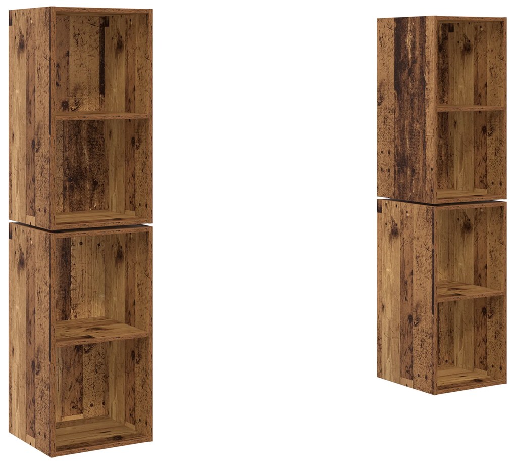 vidaXL Τηλεοπτική Κάβα Τοίχου 4 pcs Παλιό ξύλο 37 x 37 x 72 εκ