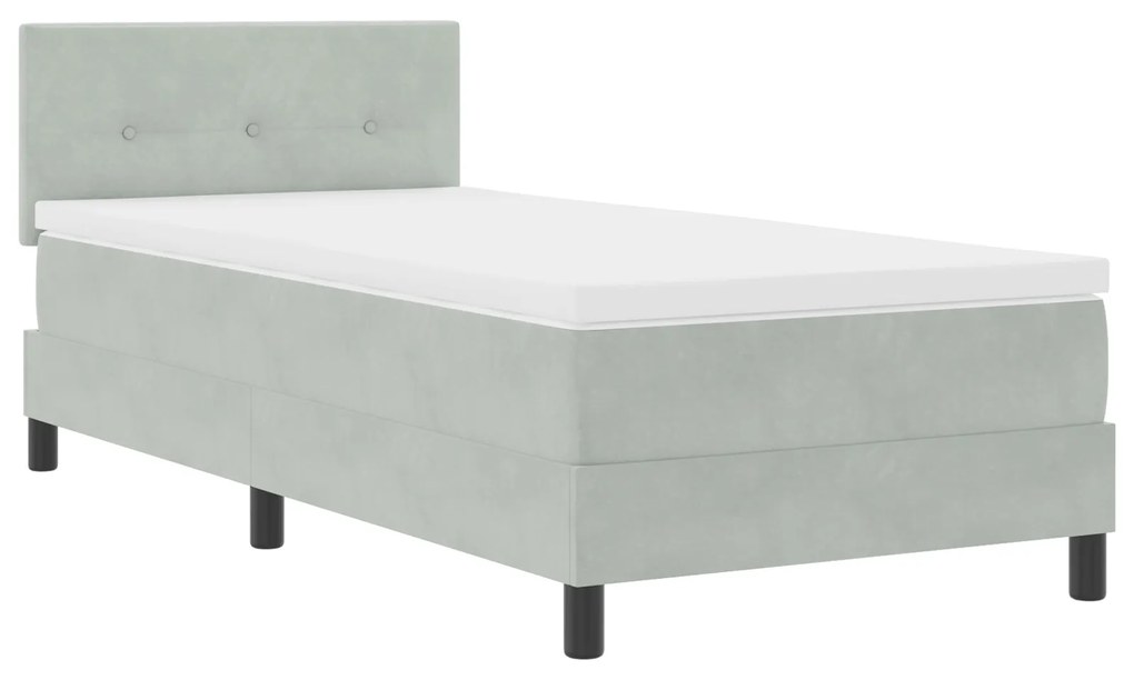 vidaXL Κρεβάτι με Στρώμα Light Grey 90x200 εκ Βελούδο