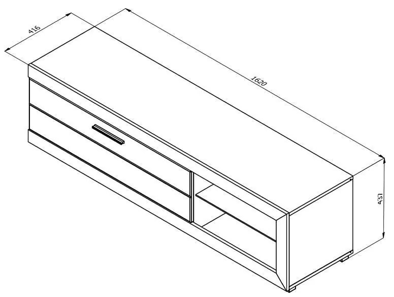 Έπιπλο Τηλεόρασης Remo Γκρί Δρύς - Λευκή Λάκα 162x41x43 εκ. 162x41x43 εκ.