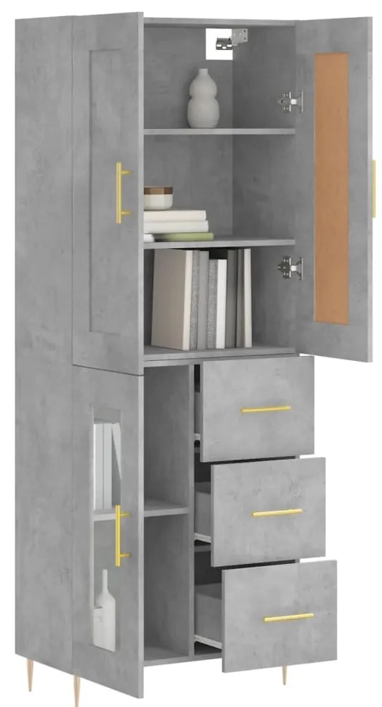 vidaXL Ντουλάπι Γκρι Σκυροδέματος 69,5x34x180 εκ. Επεξεργασμένο Ξύλο