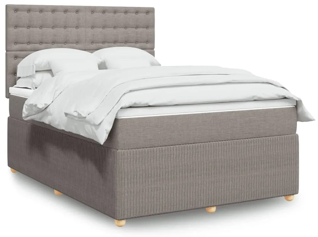 Κρεβάτι Boxspring με Στρώμα Taupe 160x200 εκ. Υφασμάτινο - Μπεζ-Γκρι