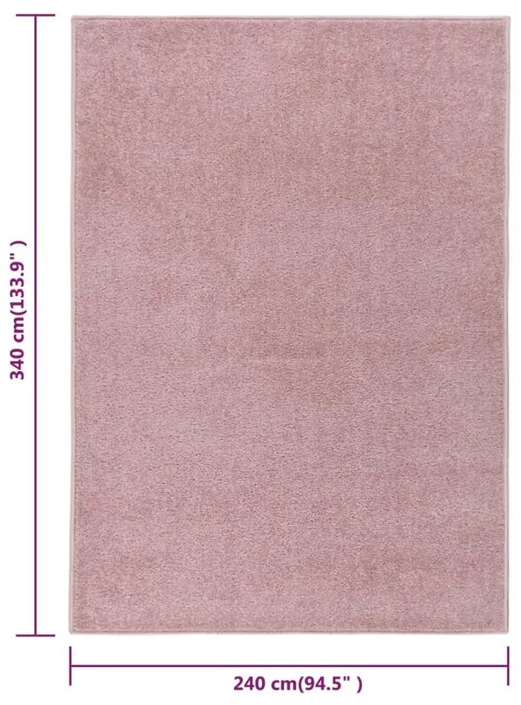 Χαλί Κοντό Πέλος Ροζ 240 x 340 εκ. - Ροζ