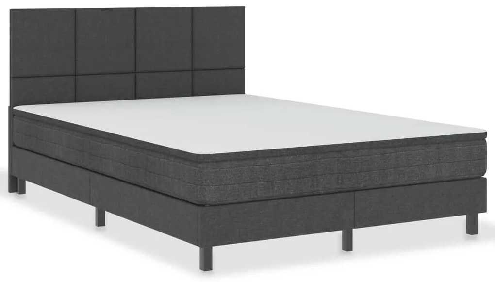 Κρεβάτι Boxspring Σκούρο Γκρι 140 x 200 εκ. Υφασμάτινο - Γκρι