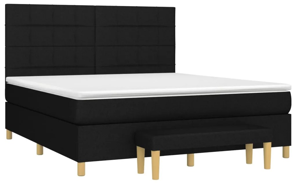 Κρεβάτι Boxspring με Στρώμα Μαύρο 160x200 εκ. Υφασμάτινο - Μαύρο