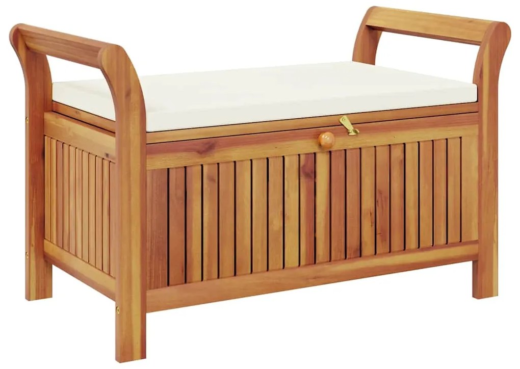 vidaXL Πάγκος Αποθήκευσης Κήπου 91 εκ. Μασίφ Ξύλο Ακακίας + Μαξιλάρι