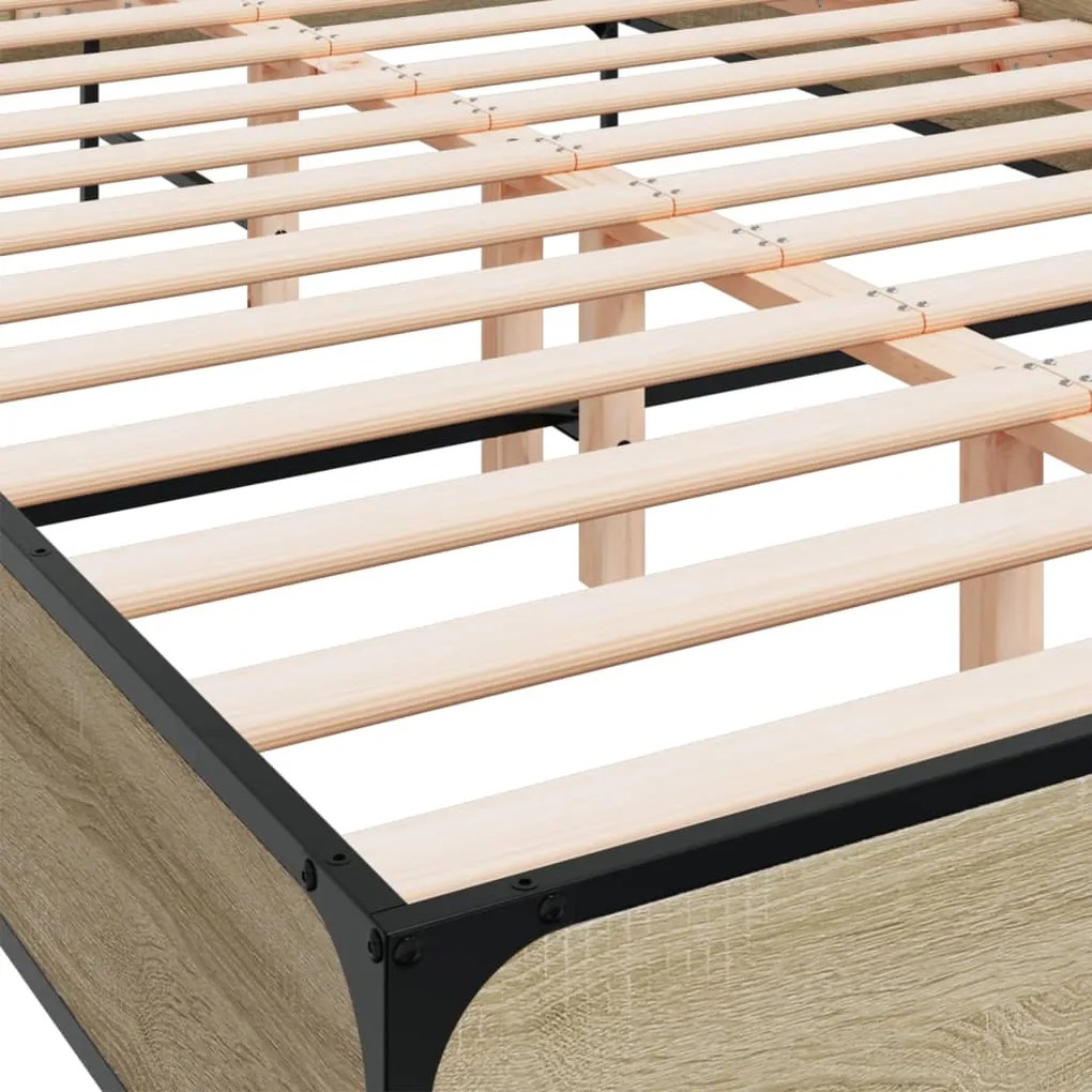 vidaXL Πλαίσιο Κρεβατιού Sonoma Δρυς 150x200 εκ. Επεξ. Ξύλο &amp; Μέταλλο