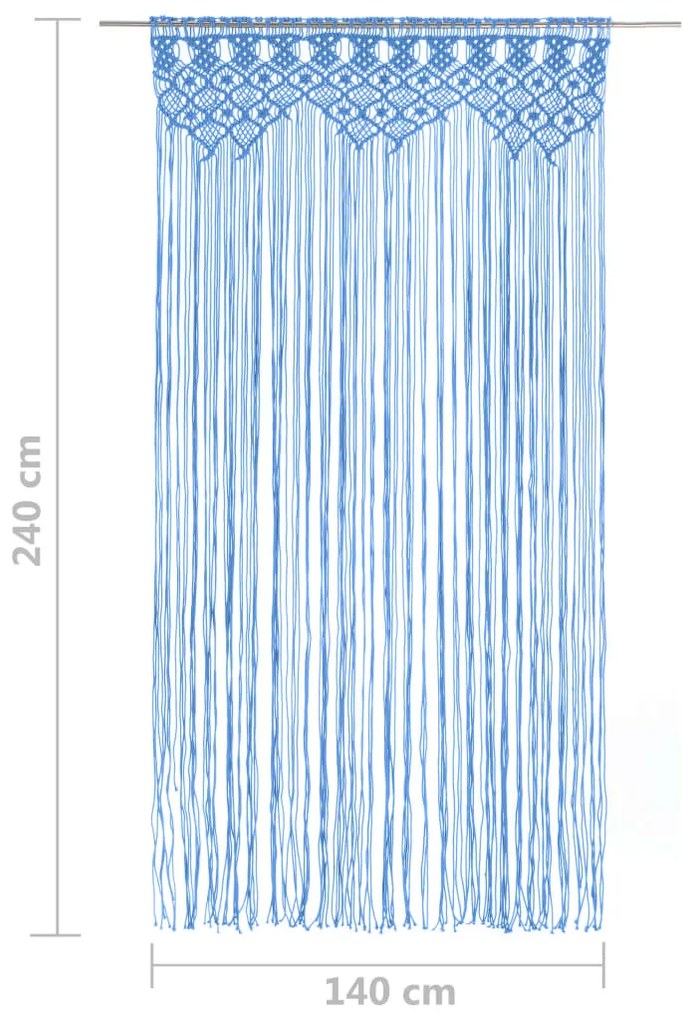 Κουρτίνα Μακραμέ Μπλε 140 x 240 εκ. Βαμβακερή - Μπλε