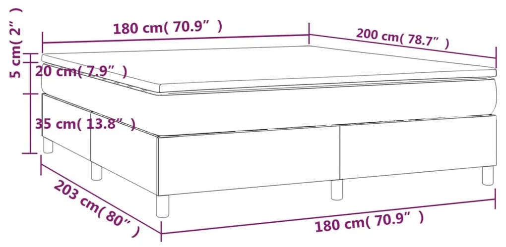 Κρεβάτι Boxspring με Στρώμα Κρεμ 180x200 εκ. Υφασμάτινο - Κρεμ