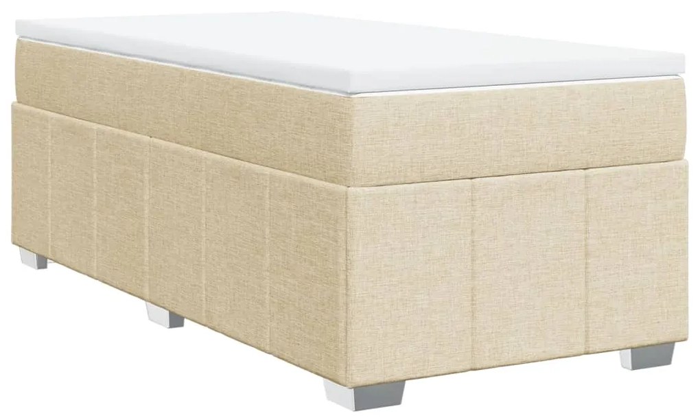 Κρεβάτι Boxspring με Στρώμα Κρεμ 90x200 εκ.Υφασμάτινο - Κρεμ