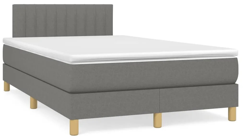 vidaXL Κρεβάτι Boxspring με Στρώμα Σκούρο Γκρι 120x190 εκ Υφασμάτινο