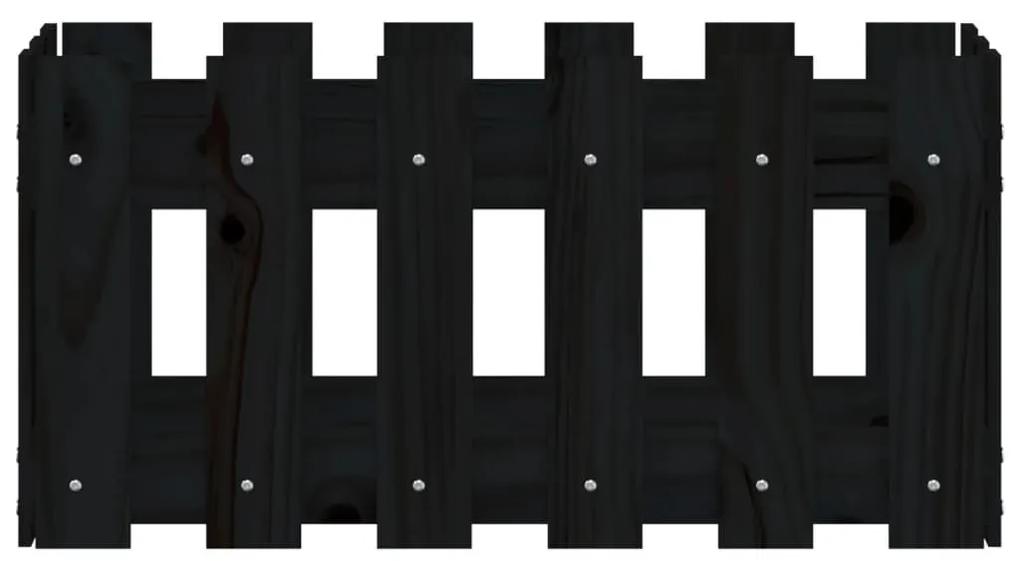 Ζαρντινιέρα με Σχέδιο Φράχτη Μαύρη 60 x 30 x 30 εκ. Μασίφ Πεύκο - Μαύρο