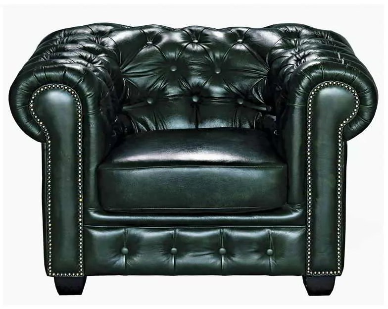 Chesterfield 689 Πολυθρόνα Σαλονιού - Καθιστικού / Δέρμα Antique Green . Διάσταση: 103x92x72cm