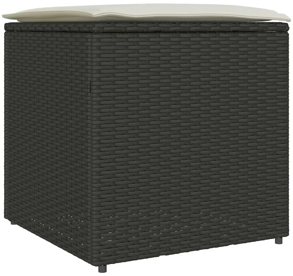 vidaXL Κουτί Μαξιλαριών Μαύρο 50 x 50 x 50 cm συνθετικό ρατάν