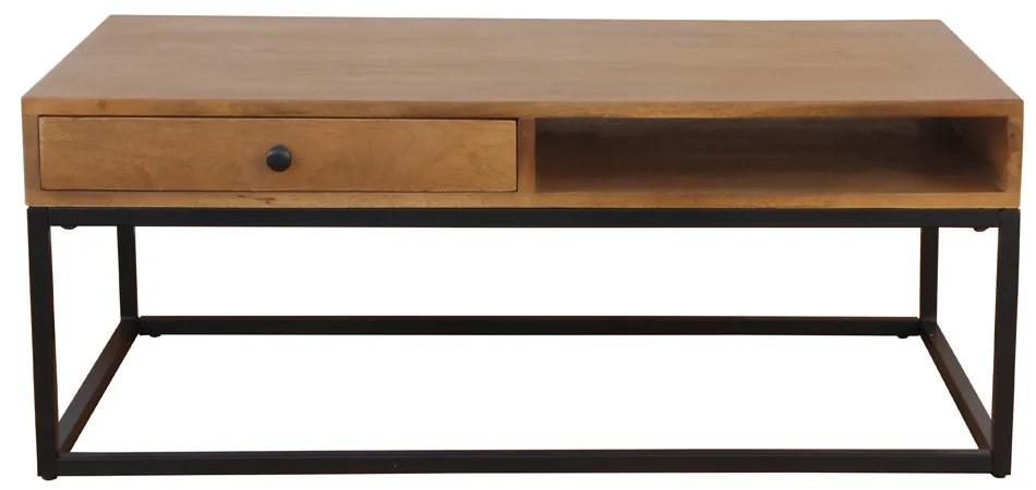 CASSETTO COFFEE TABLE 1ΣΥΡΤΑΡΙ ΦΥΣΙΚΟ ΜΑΥΡΟ 100x60xH40cm - 04-0960