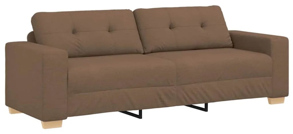 vidaXL Καναπές 3 pcs Καφέ Ύφασμα μείγματος λινών