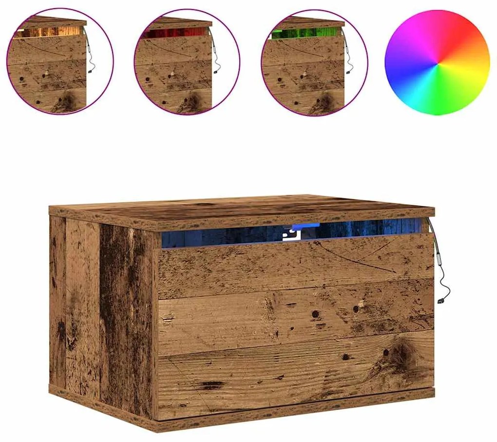 vidaXL Τοίχου κομοδίνο με συρτάρι 2 pcs Παλαιό ξύλο 50 x 36 x 30 εκ
