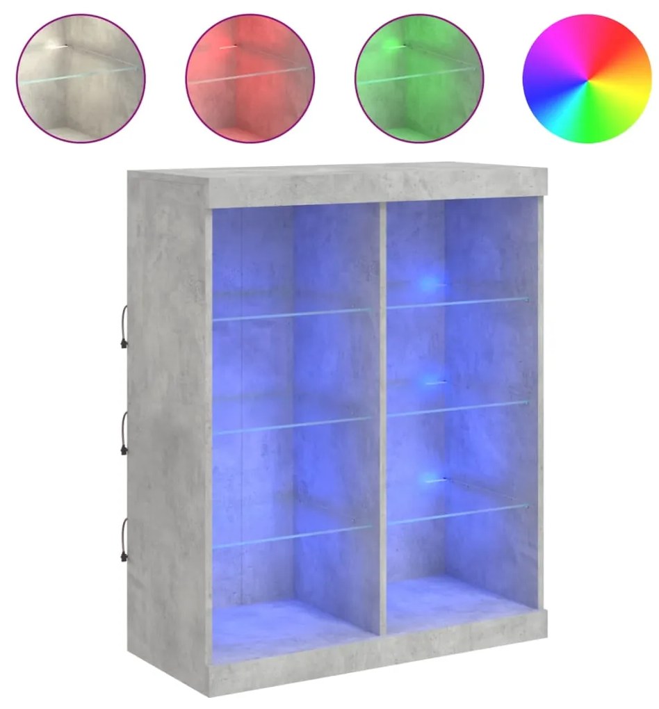 vidaXL Μπουφές με Φώτα LED Γκρι Σκυροδέματος 81 x 37 x 100 εκ.
