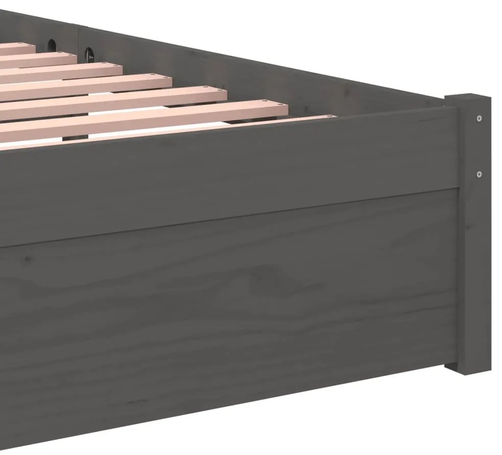 vidaXL Πλαίσιο Κρεβατιού Γκρι 75 x 190 εκ. από Μασίφ Ξύλο Small Single