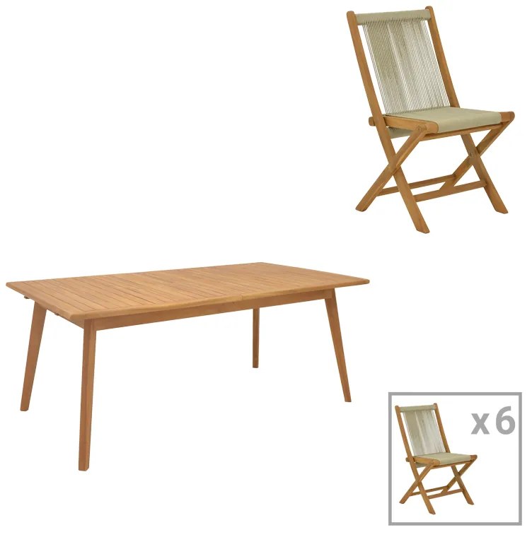 Intrahome Τραπεζαρία 7 τεμ. Banou-Pino Intrahome teak ξύλο σε φυσική απόχρωση 180/240x100x75εκ | SKU: INTRAPA-451111138