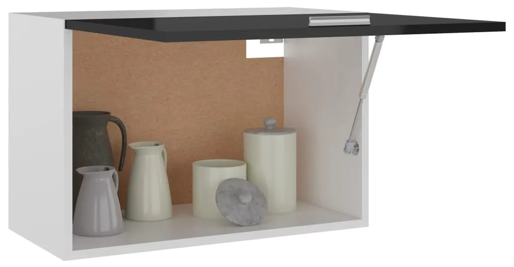 vidaXL Ντουλάπι Κρεμαστό Γυαλιστερό Μαύρο 60x31x40 εκ. Μοριοσανίδα