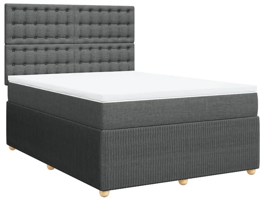 vidaXL Κρεβάτι Boxspring με Στρώμα Σκούρο Γκρι 140x200 εκ Υφασμάτινο