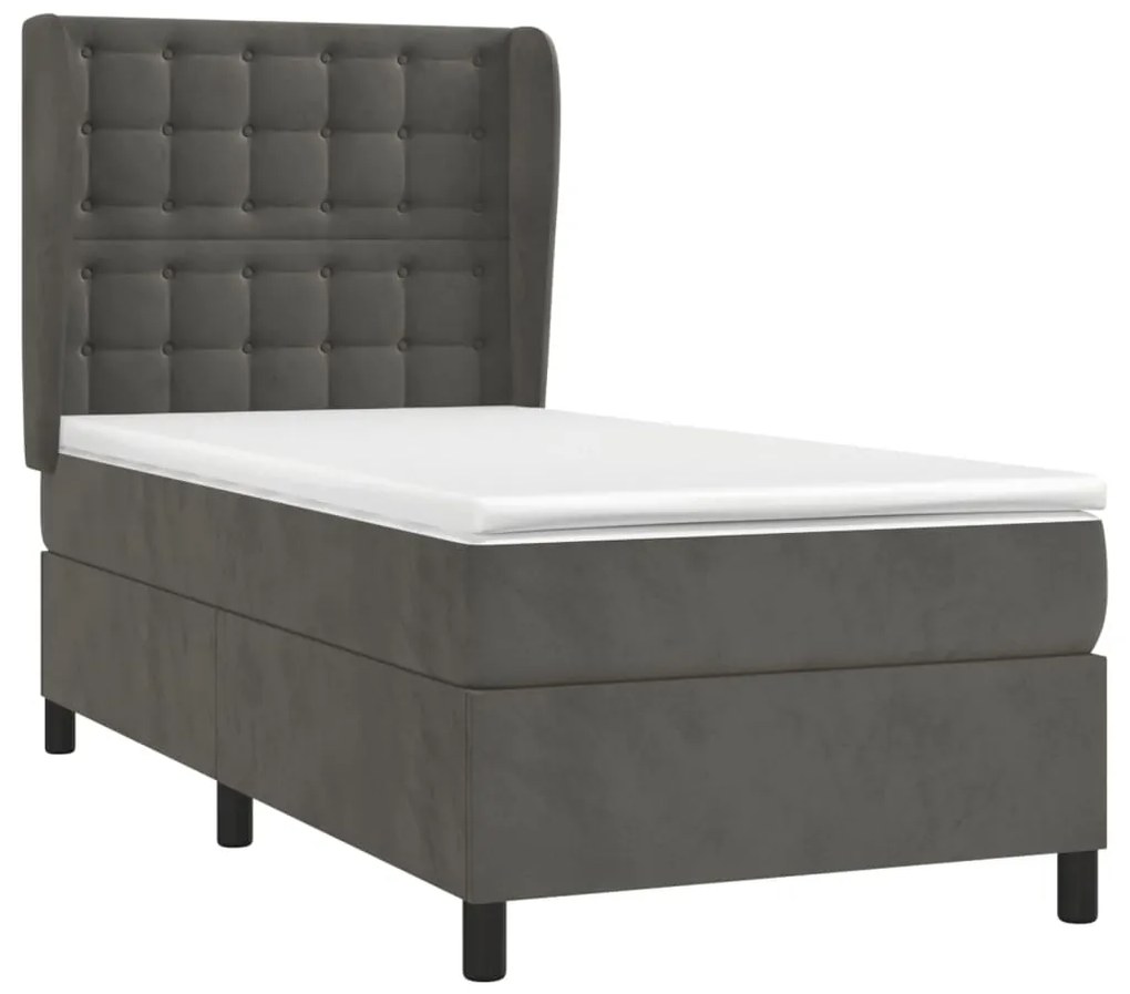 ΚΡΕΒΑΤΙ BOXSPRING ΜΕ ΣΤΡΩΜΑ ΣΚΟΥΡΟ ΓΚΡΙ 90X200 ΕΚ. ΒΕΛΟΥΔΙΝΟ 3129430