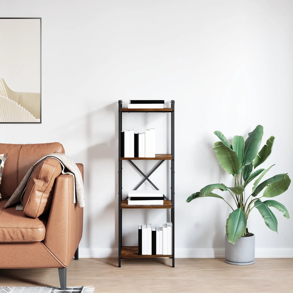 vidaXL Βιβλιοθήκη Καπνιστή δρυς 40 x 30 x 118 εκ Ξύλο