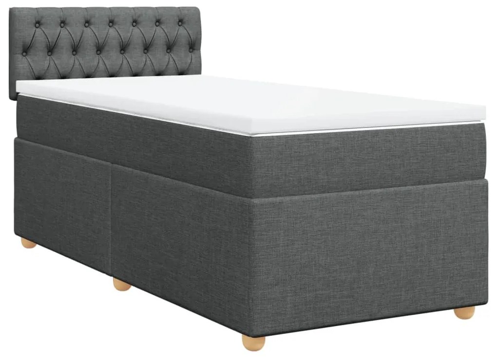 ΚΡΕΒΑΤΙ BOXSPRING ΜΕ ΣΤΡΩΜΑ ΣΚΟΥΡΟ ΓΚΡΙ 90X190 ΕΚ. ΥΦΑΣΜΑΤΙΝΟ 3286543