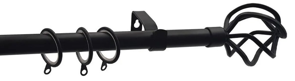 Κουρτινόξυλο Φ19mm Μονό Επεκτεινόμενο 160-300cm Με Άκρα Grace Ball Cage Black Mat 790224