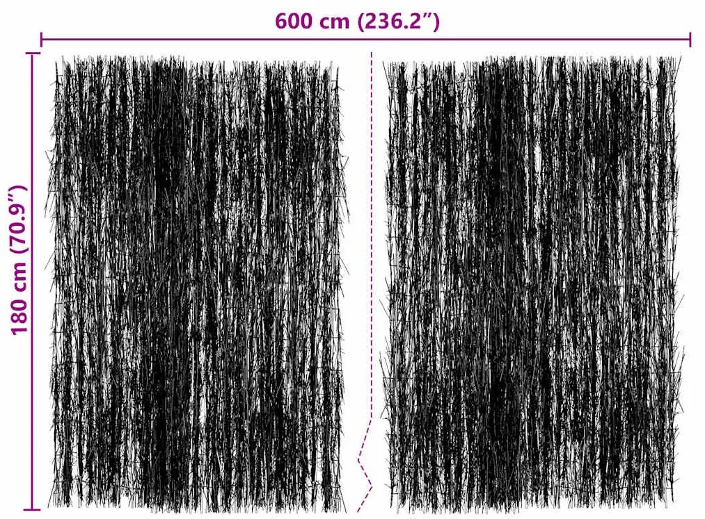 vidaXL Φράχτης από κλαδιά Καφέ 600 x 180 εκ Ξύλινη Τρίχα