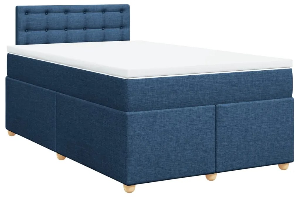 vidaXL Κρεβάτι Boxspring με Στρώμα Μπλε 120x200 εκ. Υφασμάτινο