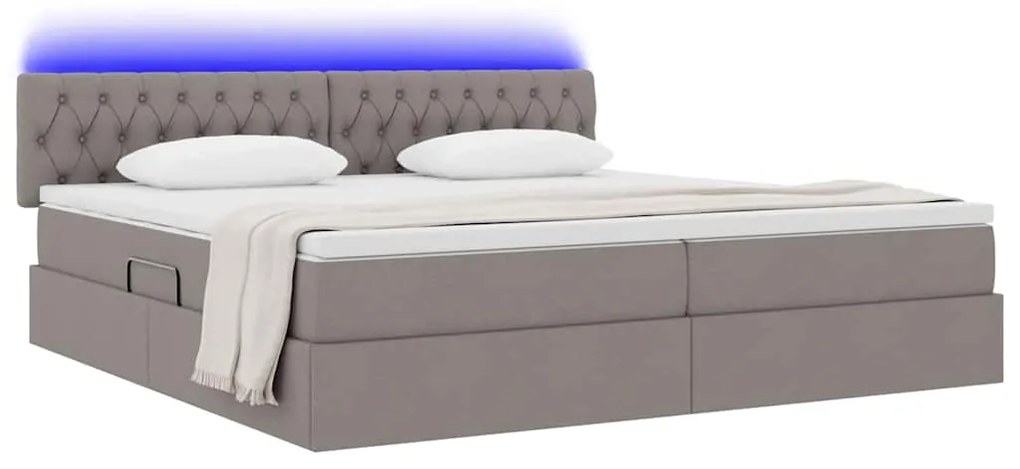 vidaXL Κρεβάτι με αποθηκευτικό χώρο και LED Taupe 200 x 200 cm