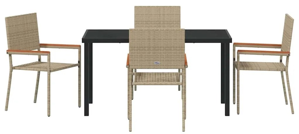 vidaXL Σέτ φαγητού για κήπο με μαξιλάρι 5 pcs Μπεζ συνθετικό ρατάν