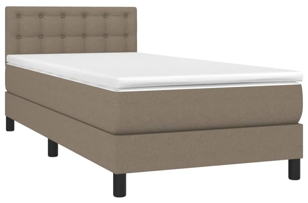 ΚΡΕΒΑΤΙ BOXSPRING ΜΕ ΣΤΡΩΜΑ &amp; LED TAUPE 90X190 ΕΚ. ΥΦΑΣΜΑΤΙΝΟ 3133441