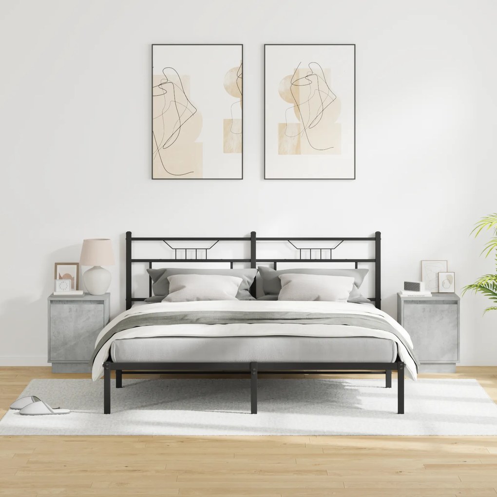 vidaXL Κομοδίνα με LED Φώτα 2 τεμ. Σκυρόδεμα Γκρι 39x34,5x50 εκ.