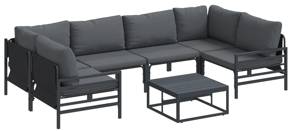 vidaXL Σετ Καναπέ Κήπου 7 pcs Ανθρακί Ατσάλι
