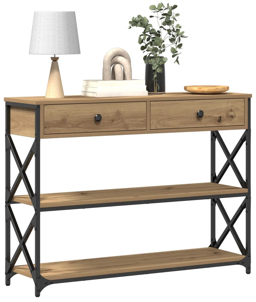 vidaXL Τραπέζι Σαλονιού Artisan Oak 100x28x75 εκ. Κατασκευασμένο από Ξύλο και Ατσάλι
