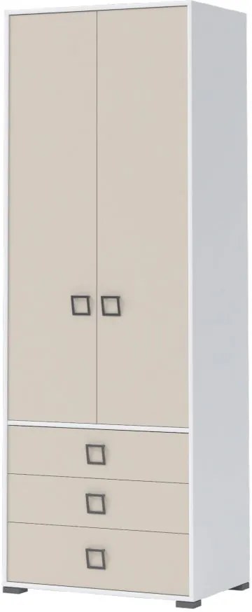 Ντουλάπα δίφυλλη Riddle 2D3S-Λευκό-Sand