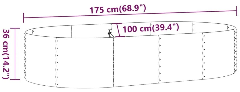 vidaXL Ζαρντινιέρα Γκρι 175x100x36 εκ. Ατσάλι με Ηλεκτρ. Βαφή Πούδρας