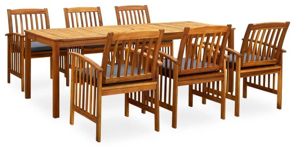 3058092  7 PIECE GARDEN DINING SET WITH CUSHIONS SOLID ACACIA WOOD (45963+2X312131) 3058092