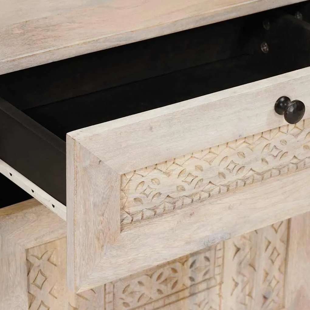 vidaXL Κομοδίνο με συρτάρι Μπεζ 50 x 33 x 60 εκ Μασίφ ξύλο ακακίας