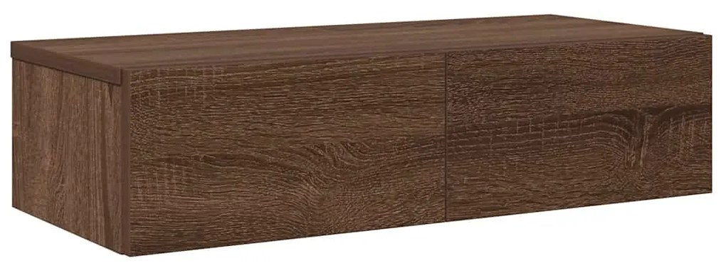 vidaXL Ράφι τοίχου με συρτάρια καφέ δρυς 60x26,5x15 cm Ξύλο μηχανής